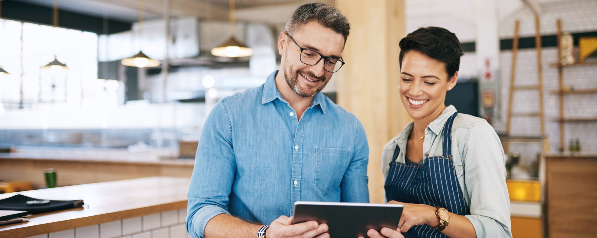 Business owners in coffee shop
